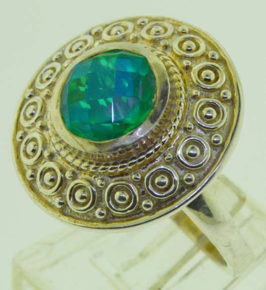 Sterling Silver Round Blue Zircon Ring