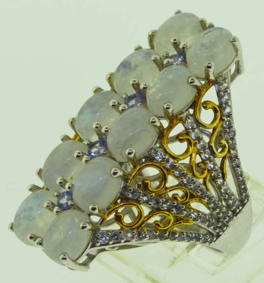 Sterling Silver Large Opal Color Stone Ring