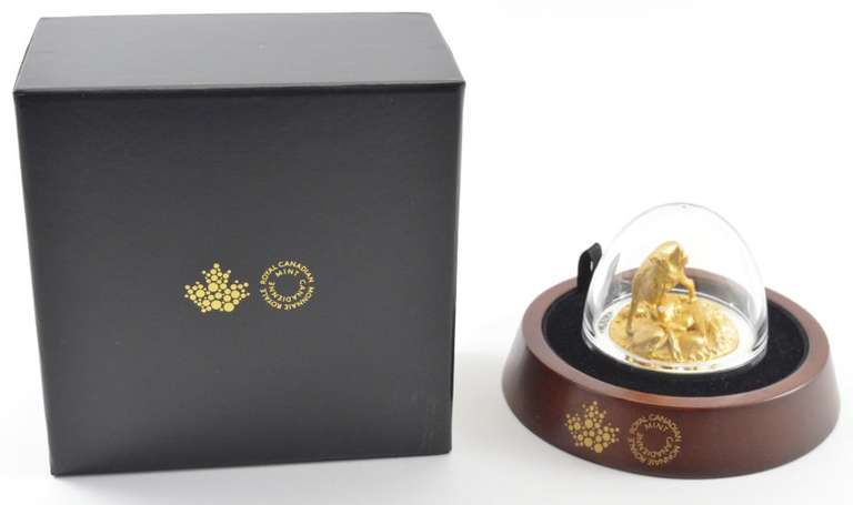 Ltd Ed 3D Coin - 2017 Canada $100 - Wolf - 10 oz Silver 24K Gold Gild