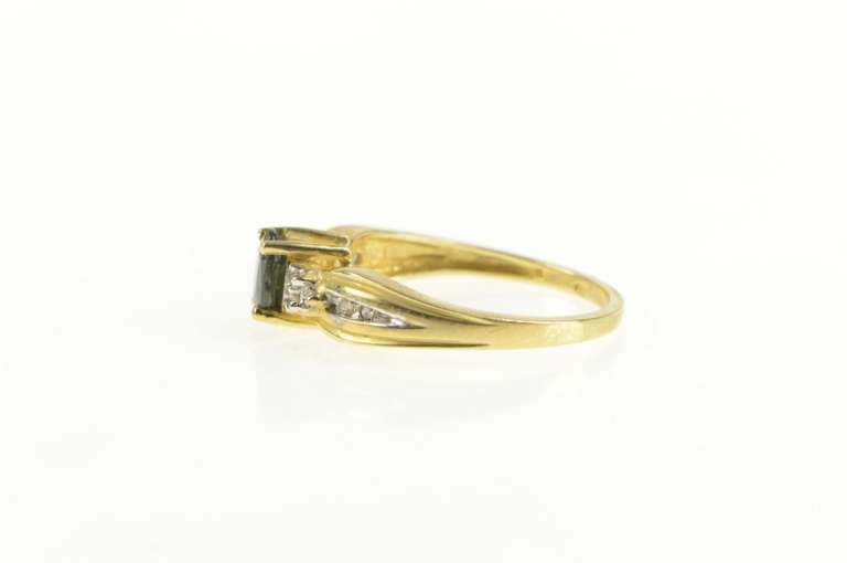 10K Yellow Gold Natural Sapphire Diamond Cluster Engagement Ring