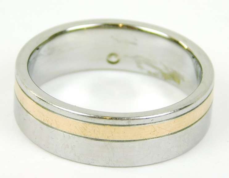 TeNo Stainless & Copper Diamond Band, Size 7.5