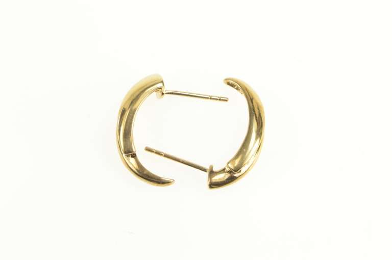 10K Yellow Gold Sapphire Diamond Semi Hoop Curved Bar Earrings