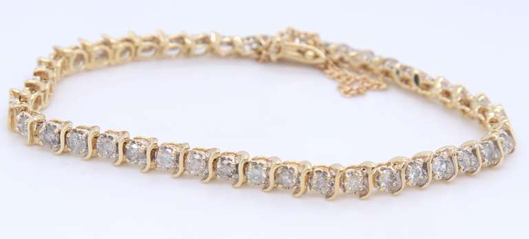 Powerful Yellow Gold III Set Diamond Bracelet