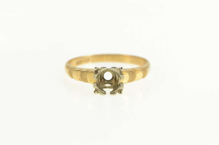 14K Yellow Gold 4.4mm Vintage NOS 1950's Engagement Setting Ring