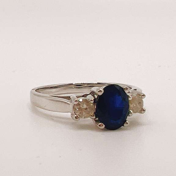 14kt Gold, Blue Sapphire, & Diamond Cocktail Ring