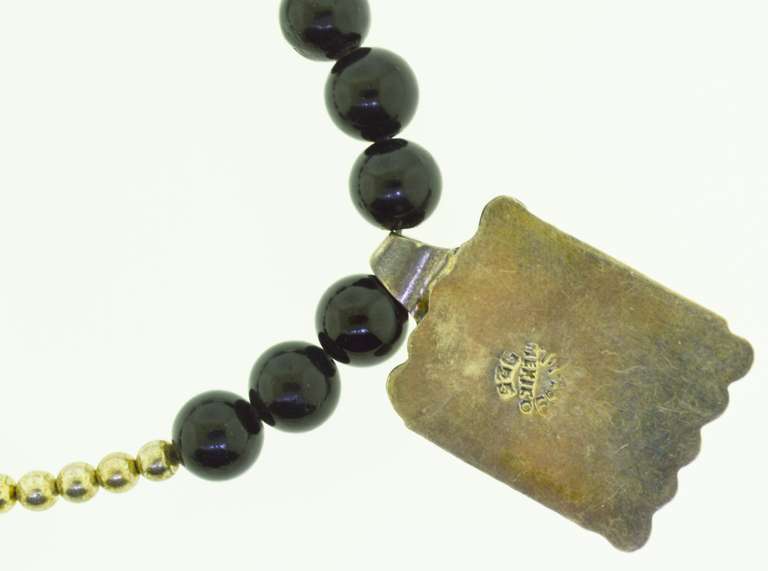Mexico Sterling silver Black onyx  Beads Necklace