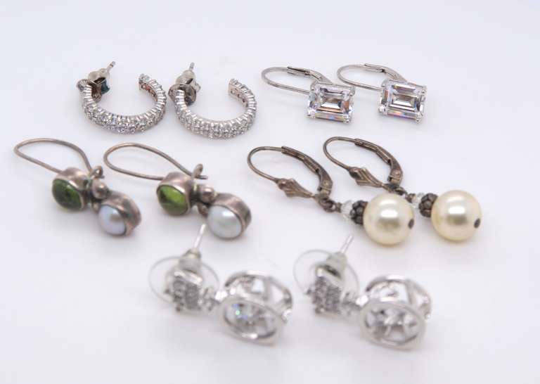 Group Lot of Vintage 925 Sterling Silver Earrings