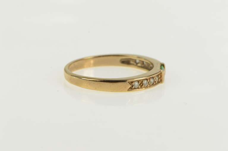 14K Yellow Gold Syn. Emerald Diamond Accent Stackable Band Ring