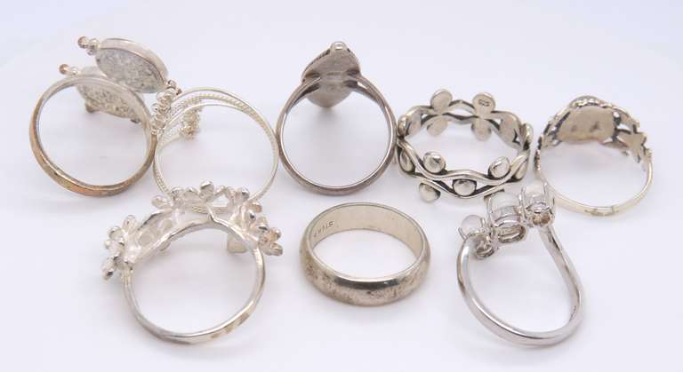 925 Sterling Silver Group Lot of 8 Rings