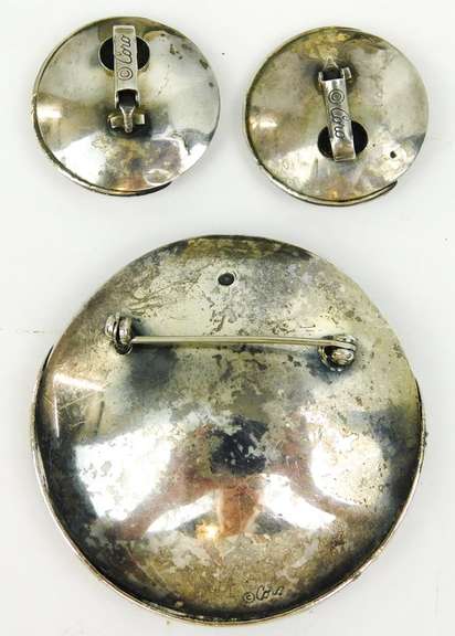 Coro by Hector Aquilar Diorama Sterling Pin & Earrings