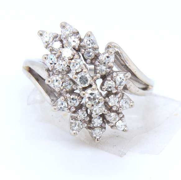 Dazzling White Gold Diamond Waterfall Ring
