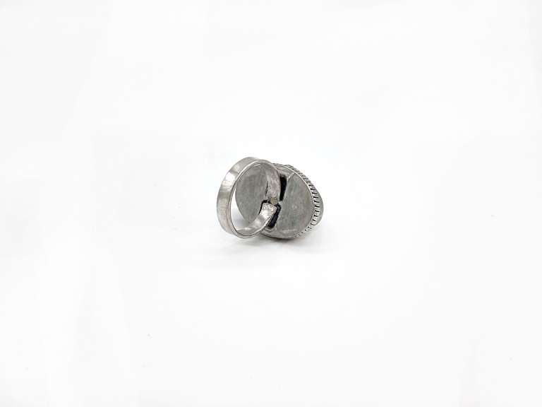 Cabochon Rainbow Moonstone with Blue Sheen Labradorite in Tibetan Silver Energy Ring