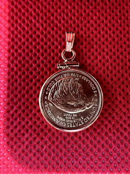 2021 1/10 0Z AMERICAN EAGLE $5 GOLD COIN 14K PENDANT