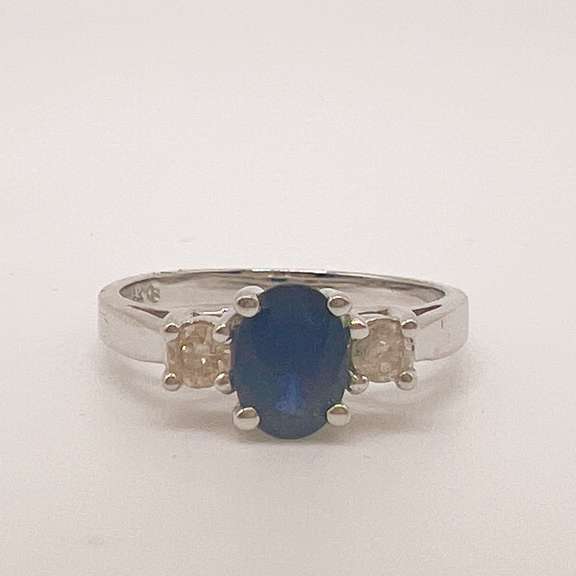 14kt Gold, Blue Sapphire, & Diamond Ring