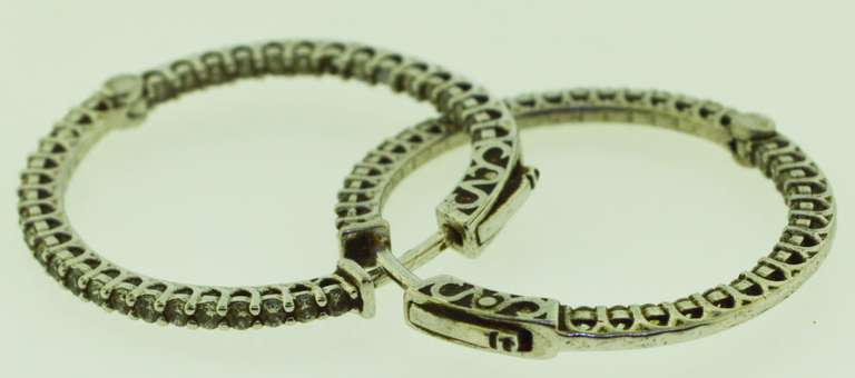 Sterling Silver Inside Out Crystal Pave Hoop Earrings
