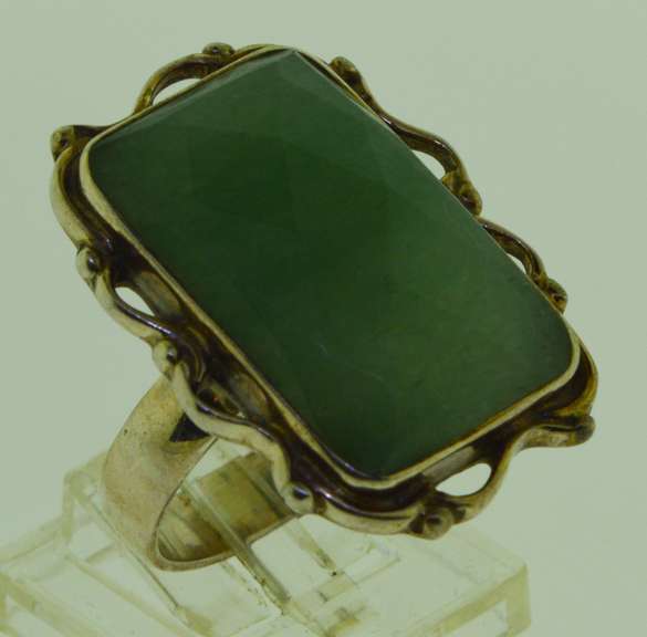 Sterling Silver Large Rough Emerald Ring