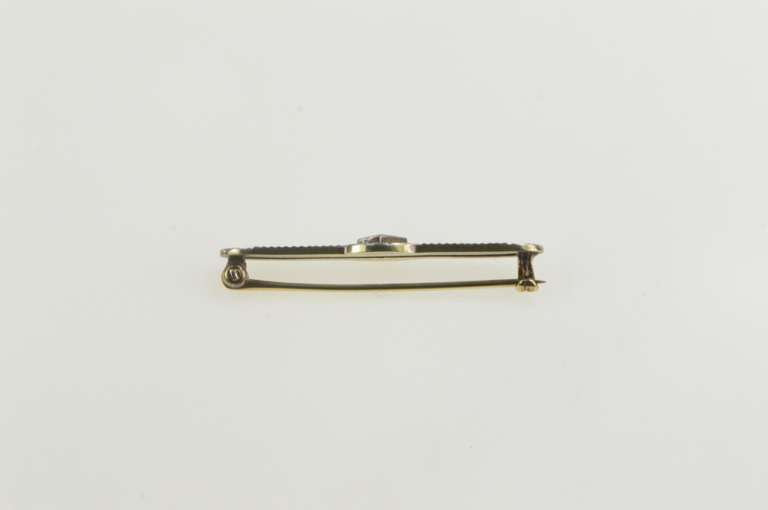 14K White Gold Ornate Amethyst Art Deco Filigree Bar Pin/Brooch