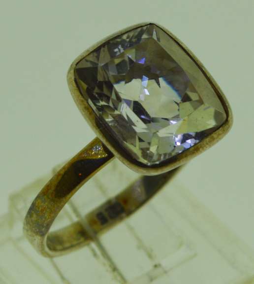 Sterling Silver Cushion Cut White Topaz Solitaire Ring