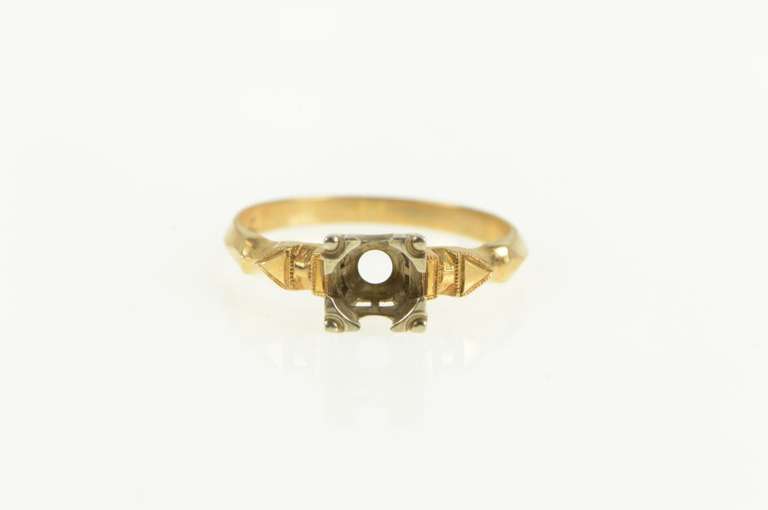 14K Yellow Gold 5.0mm Engagement Setting Vintage NOS 1950's Ring