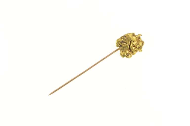 22K Yellow Gold Textured Raw Abstract Nugget Cluster Stick Pin