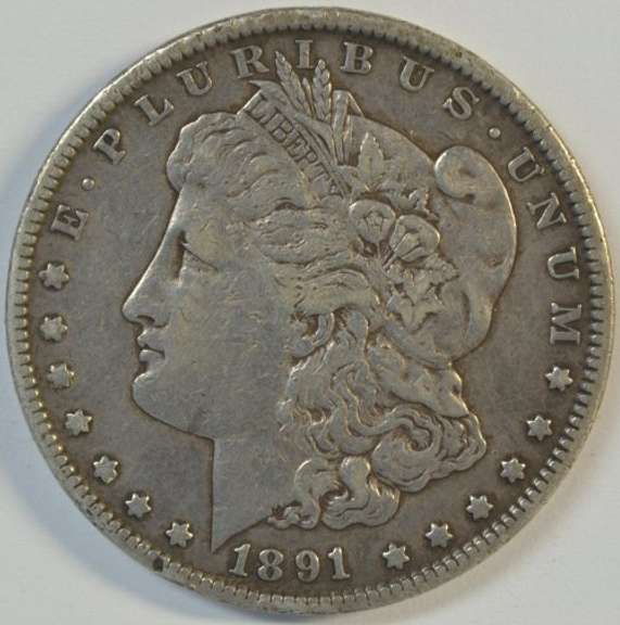 Very sharp 1891-CC Morgan Silver Dollar. Key date