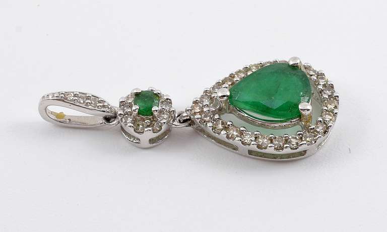 Contemporary Emerald and Diamond Pendant