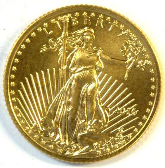 Pristine-perfect Super Gem BU 2016 $5 American Gold Eagle coin