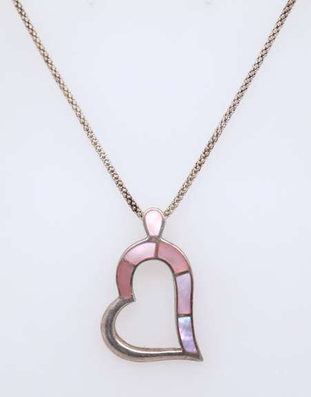 Vintage Italian Sterling Silver Heart Shaped Pendant on Chain
