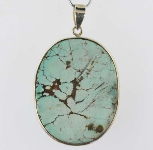 Simply gorgeous 91.88ct Turquoise cabochon sterling pendant