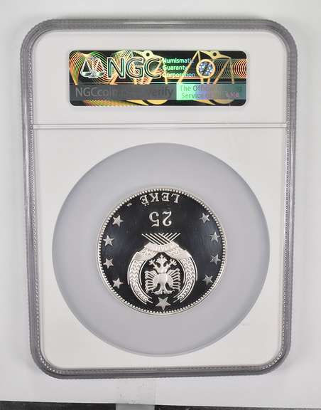 PF62 UCAM 1968 Albania 25 Silver Leke - Sword Dance - Graded NGC