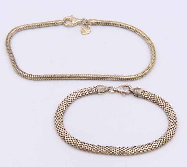 Lot of 2 Vintage Italian 925 Sterling Silver Bracelets