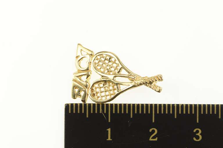 14K Yellow Gold Love Crossed Tennis Rackets Racquet Charm/Pendant