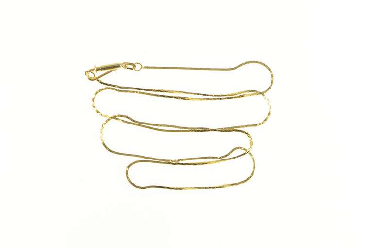 14K Yellow Gold 0.9mm Square Retro Box Simple Chain Necklace
