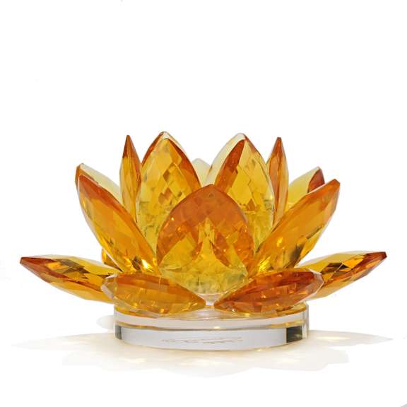 Crystal Gold Lotus Candleholder - Set of 2
