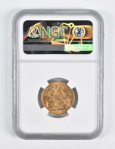 MS62 1918-I India 1 Sovereign Gold Coin NGC