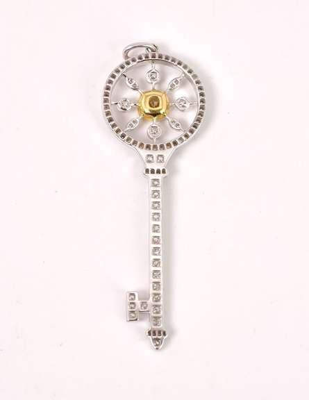 Spectacular Diamond Set Key Pendant in 18K White Gold