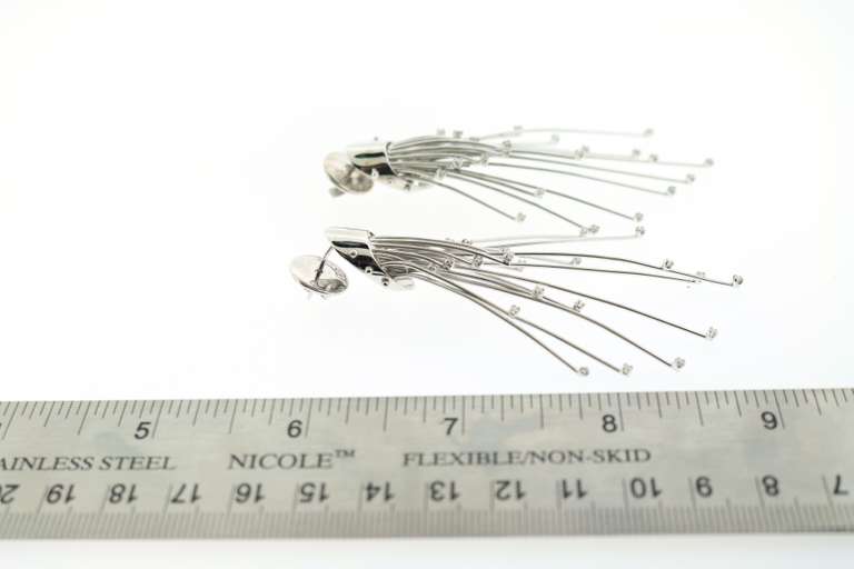 Elite Mid-Century Diamond Spray 18k White Gold Earrings