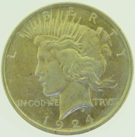 1924 Peace Silver Dollars $1 US Coin Flashy White Slider BU