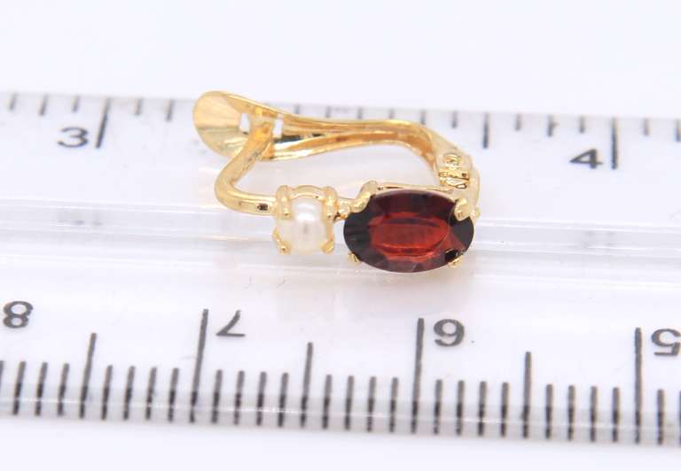 Stunning 18kt Garnet and Pearl Hinged Hoop Earrings