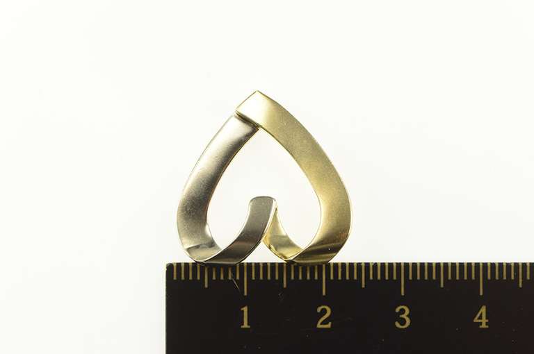 10K Yellow Gold Two Tone Squared Loop Heart Love Romantic Pendant