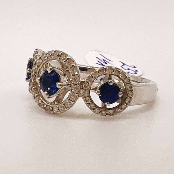 14kt Gold, Blue Sapphire, & Diamond Ring