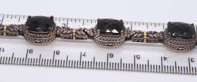 Vintage Sterling Silver Smokey Quartz Bracelet