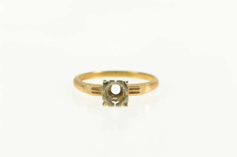 14K Yellow Gold 4.4mm Vintage NOS 1950's Engagement Setting Ring