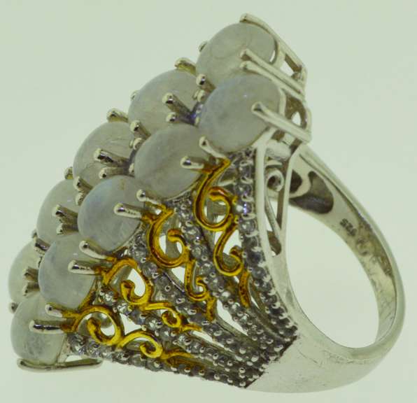 Sterling Silver Large Opal Color Stone Ring