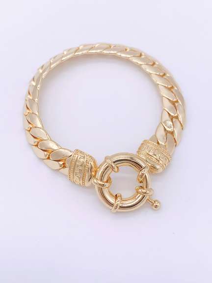 Fancy Italian Made 18kt Gold Plated Greek Key Design Bracelet