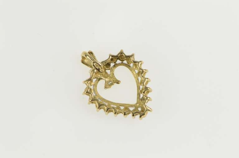 10K Yellow Gold Diamond Accent Classic Heart Love Symbol Pendant