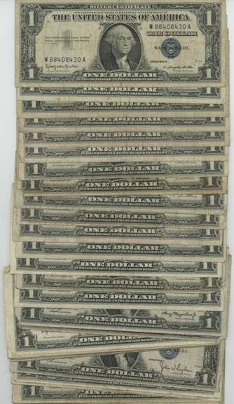Large lot of 40 Series of 1935 $1 Silver Certificate notes