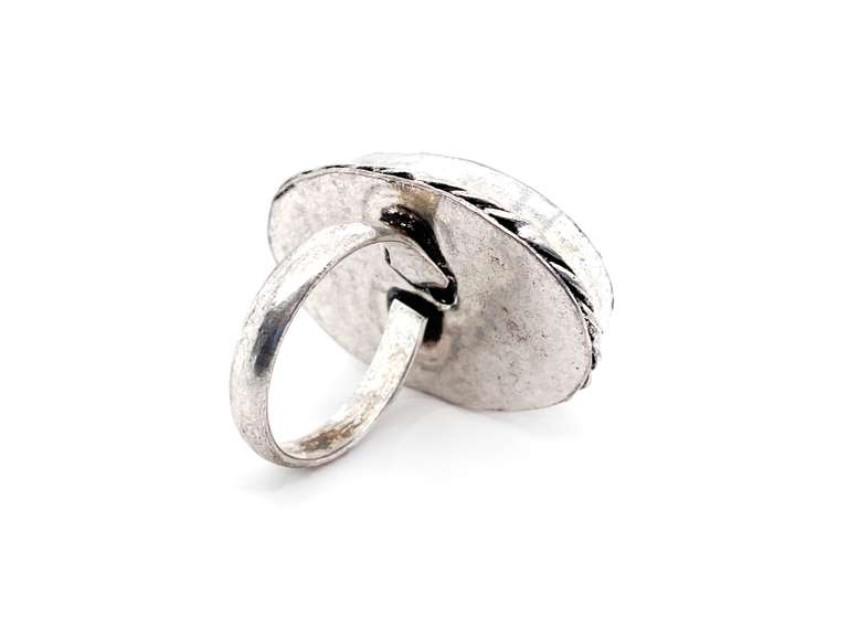 Statement Jasper Gemstone in Tibetan Silver Rope Ring