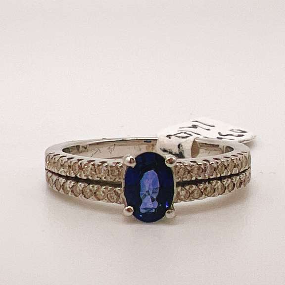 14kt Gold, Blue Sapphire, & Diamond Cocktail Ring