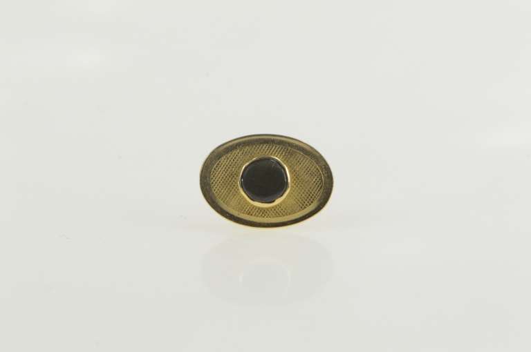 10K Yellow Gold Retro Oval Black Star Sapphire Lapel Tie Pin/Brooch